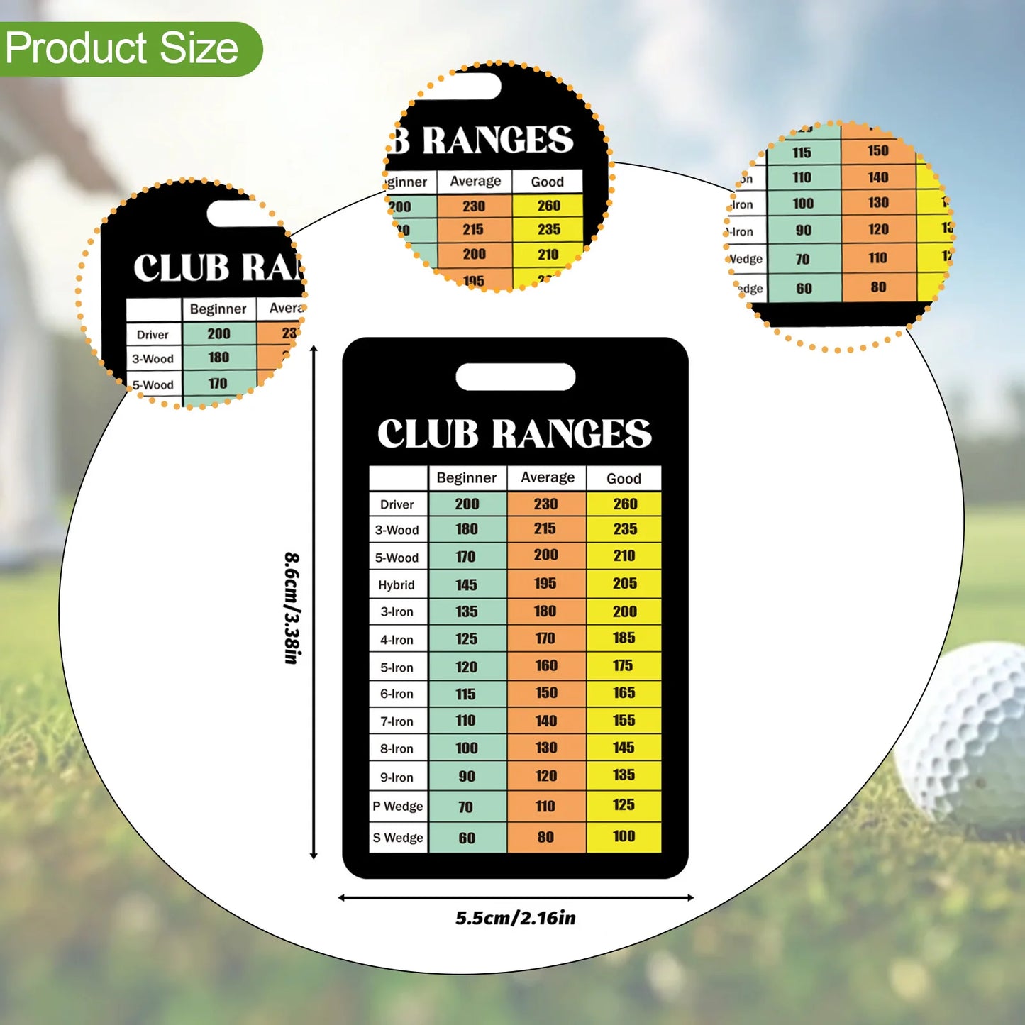Golf Club Yardage Card